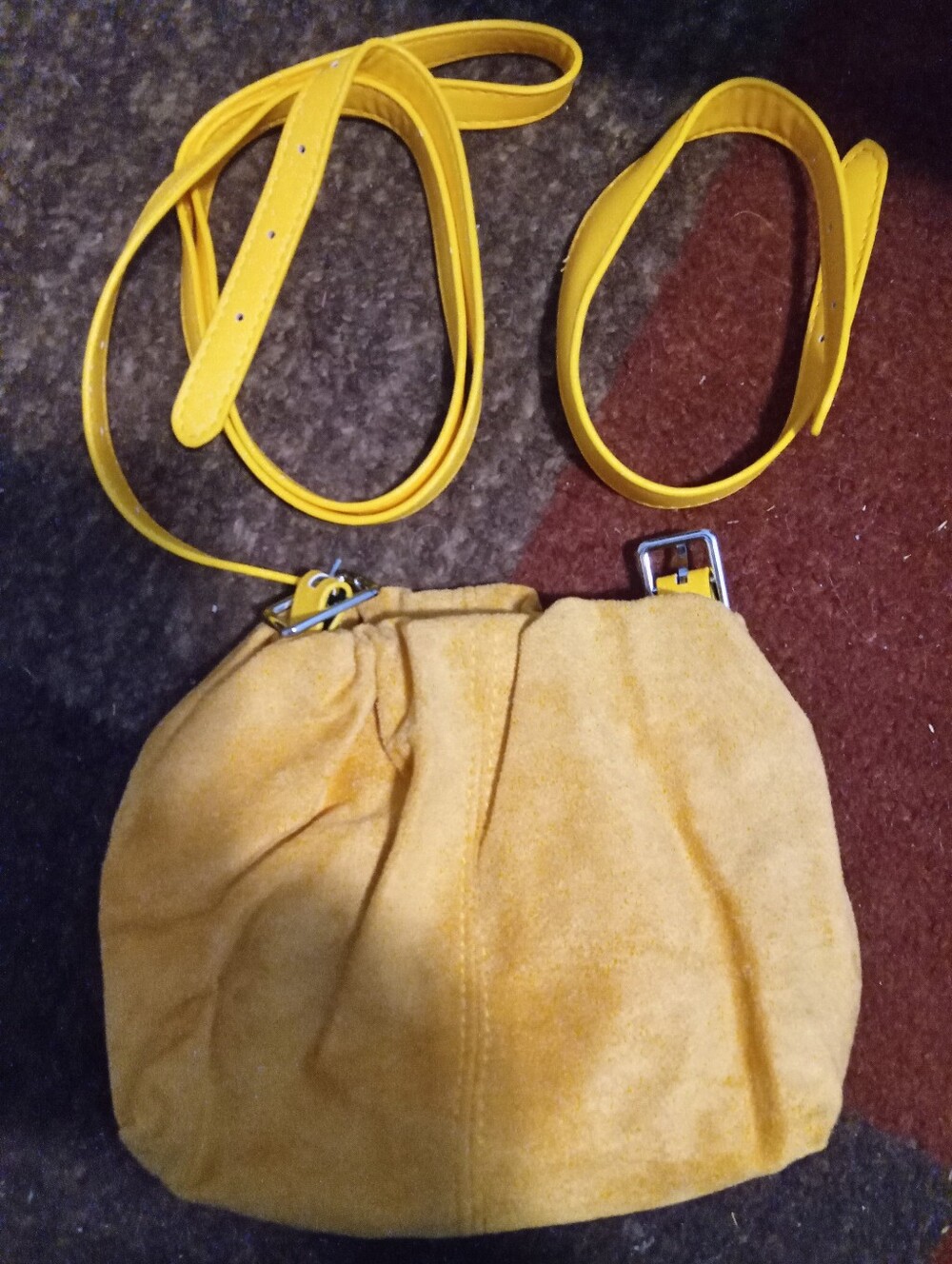 Yellow Suede Crossbody Bag - Women's Shoulder Purse